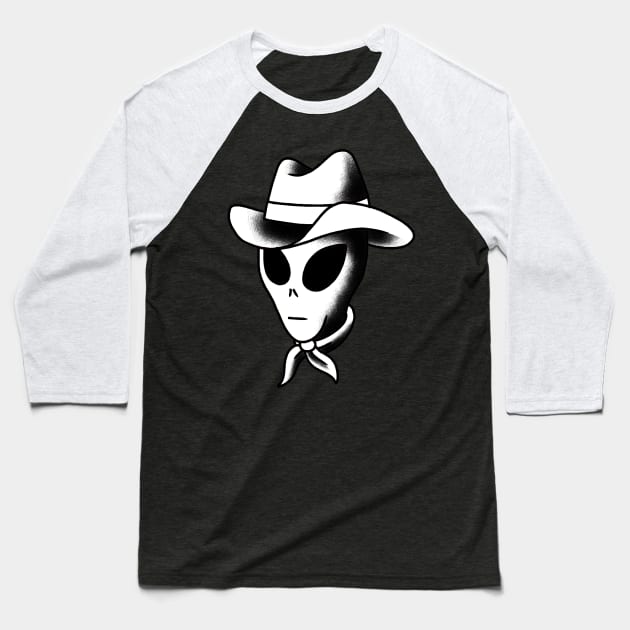 Alien cowboy Baseball T-Shirt by Local non union